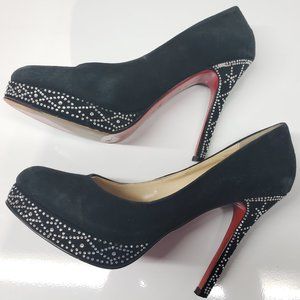 Christian Louboutin Paris Black Heel Rhinestone 36